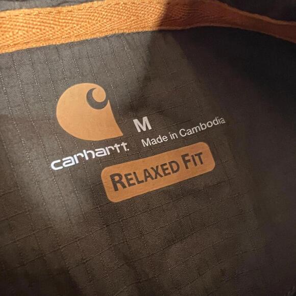 Carhartt Men’s Relaxed Fit Button-Up Work Shirt M Regular Green Cotton Nylon - Picture 2 of 8